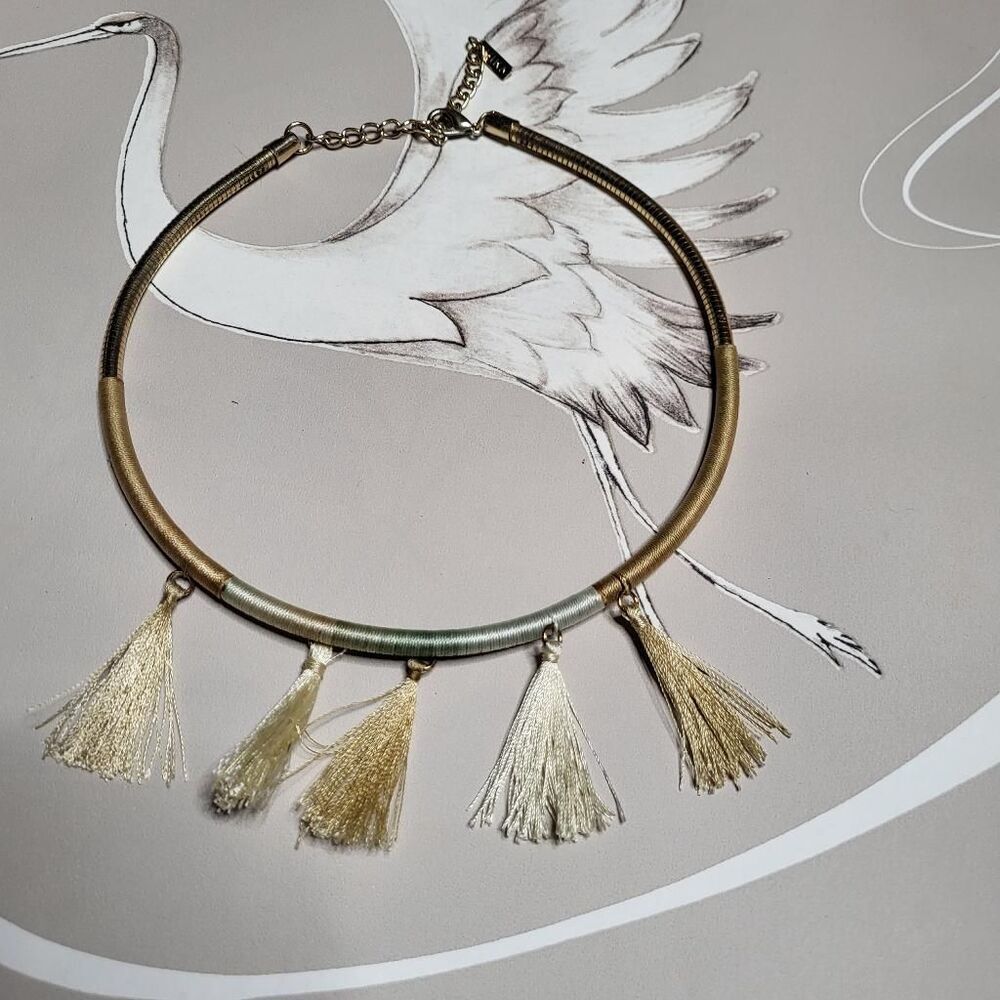 MIKA signed tassel collar necklace